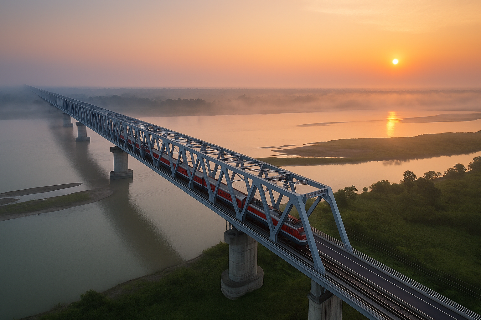 India's longest rail-road bridge