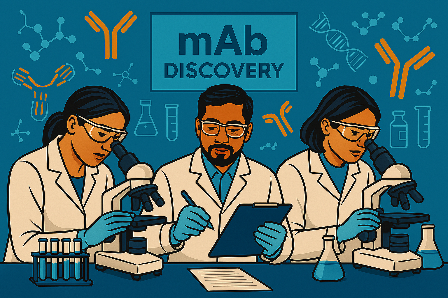 Panel discussion at a scientific symposium on monoclonal antibodies.