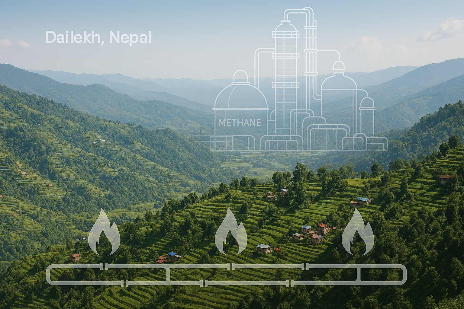 दैलेख, नेपाल में मीथेन गैस खोज का प्रतीकात्मक चित्र