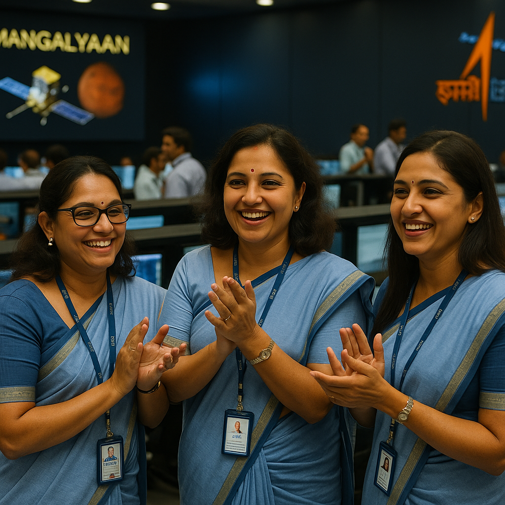 Female scientist at ISRO mission control