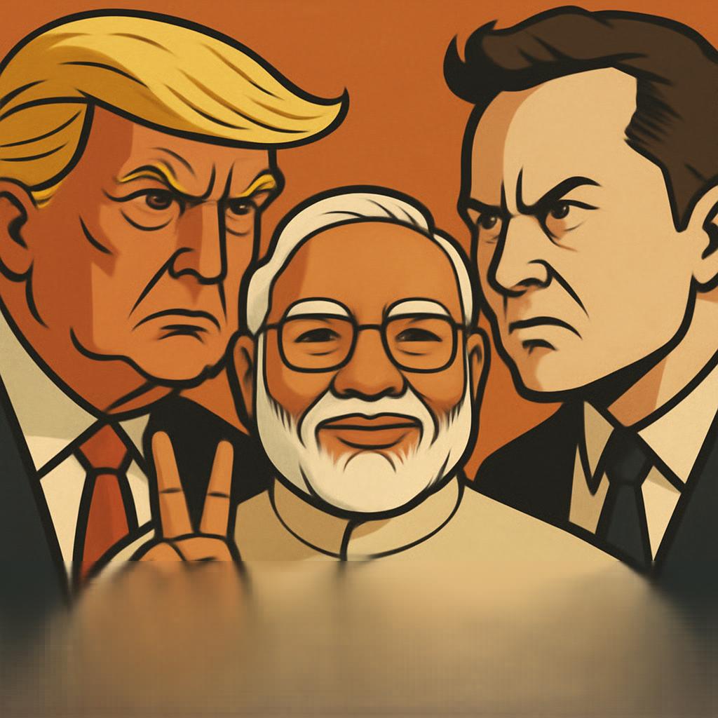 Modi mediating peace between angry Trump and Musk.