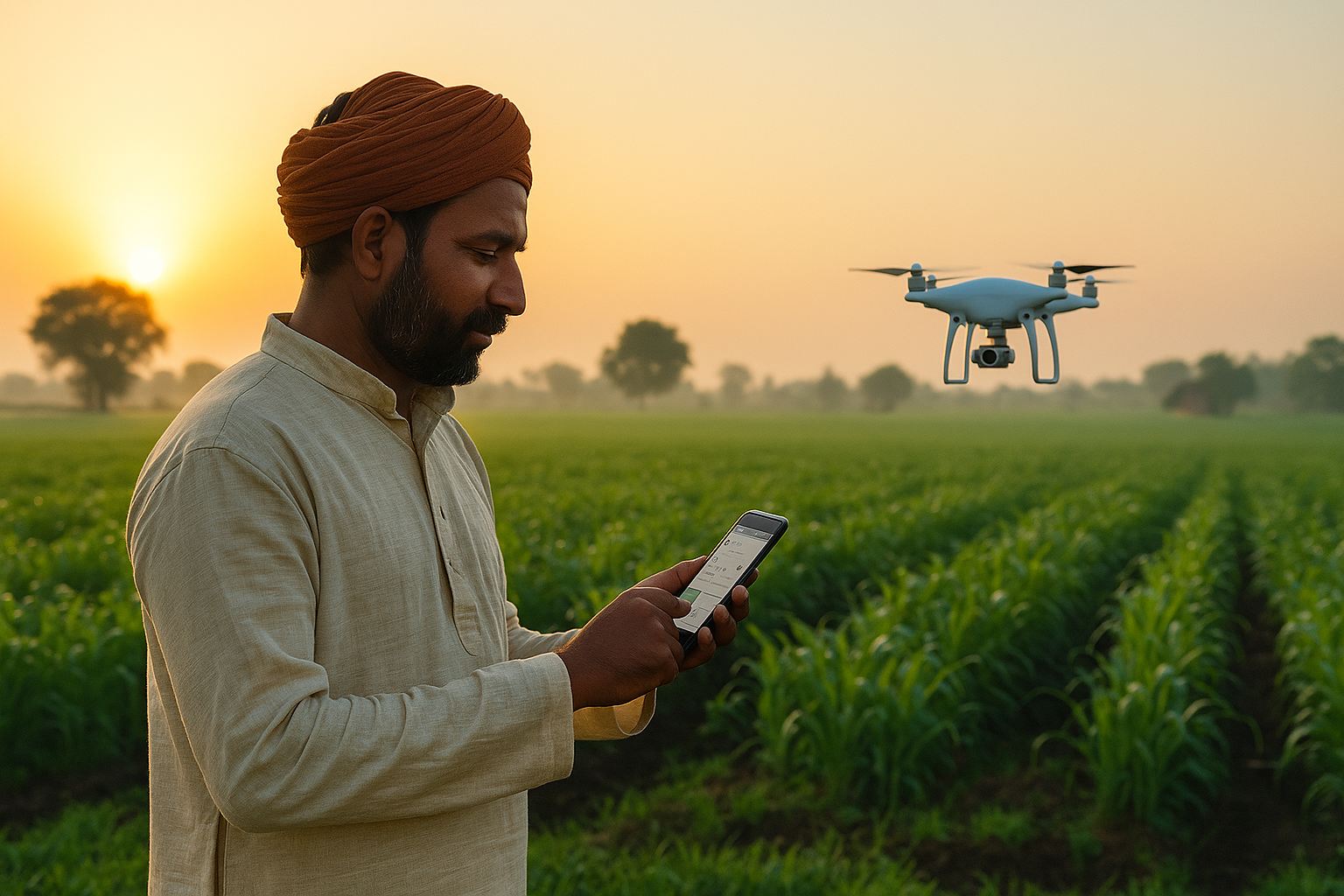 Farmer using Drone